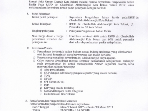 LELANG PENGELOLAAN LAHAN PARKIR