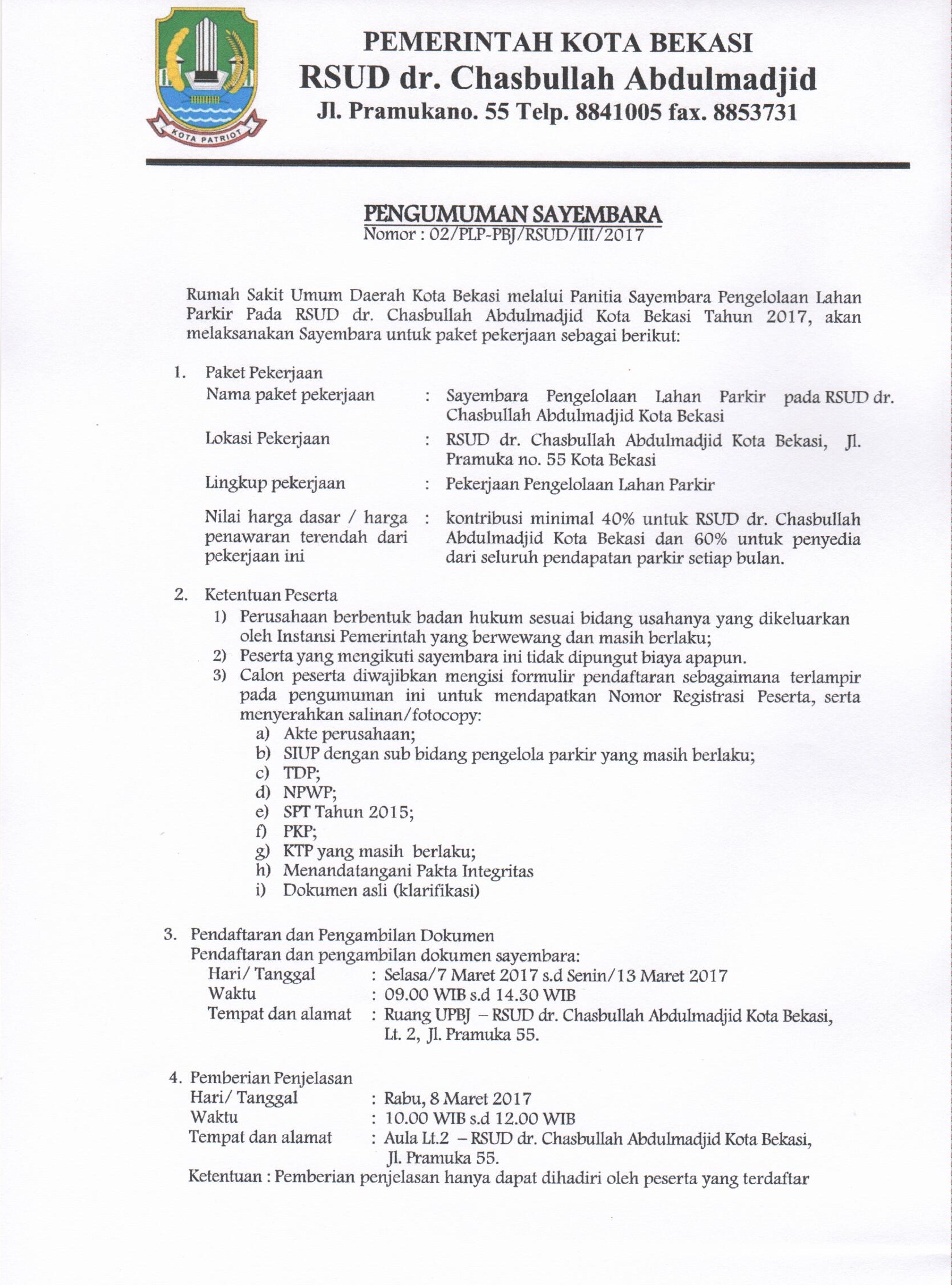 LELANG PENGELOLAAN LAHAN PARKIR