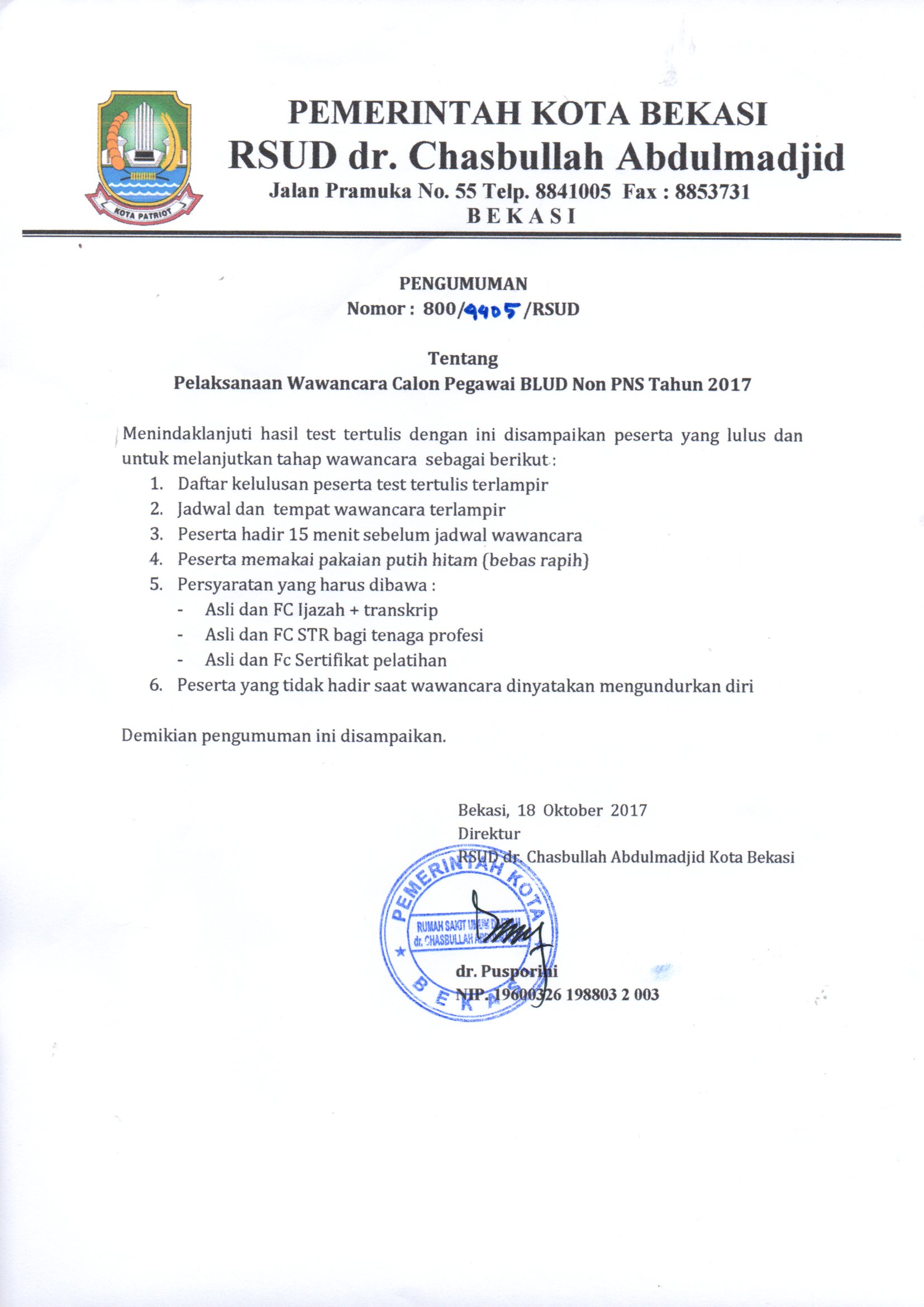 pengumuman wawancara